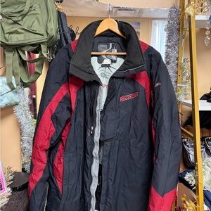 Spyder Men's Black and Dark Red Ski Jacket